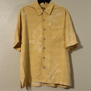 Jamaica Jaxx Men’s M Yellow Floral Short Sleeve Silk Shirt